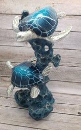 Turtle Figurine, JUMBO Sea Turtle Figurine, Double Turtle Figurine, Turtle Decor, Sea Turtle Decor, Beach Home, Beach Decor, Ocean Decor - Pink Horse Florida