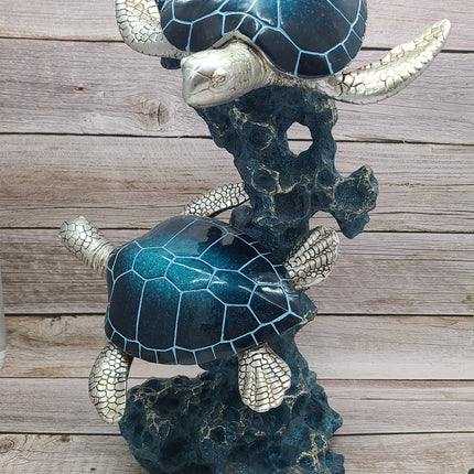 Turtle Figurine, JUMBO Sea Turtle Figurine, Double Turtle Figurine, Turtle Decor, Sea Turtle Decor, Beach Home, Beach Decor, Ocean Decor - Pink Horse Florida