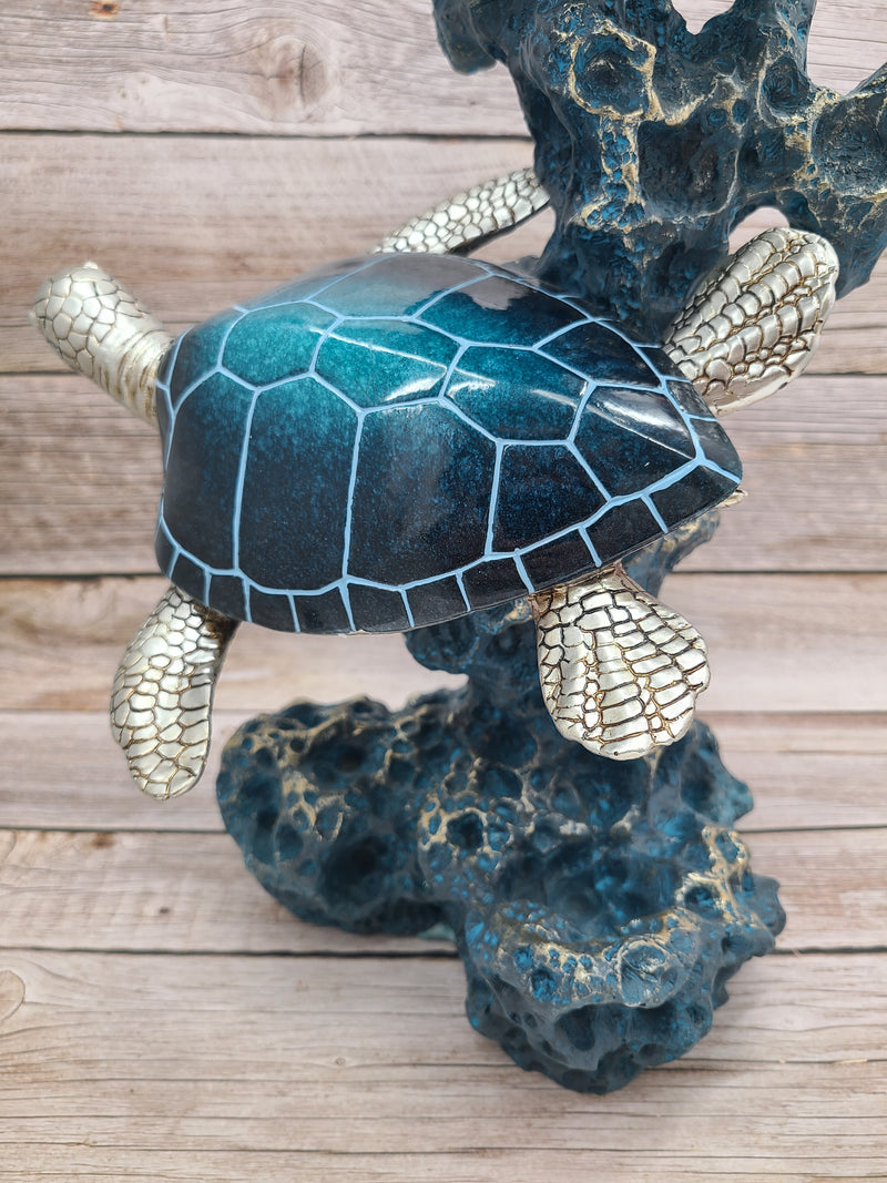 Turtle Figurine, JUMBO Sea Turtle Figurine, Double Turtle Figurine, Turtle Decor, Sea Turtle Decor, Beach Home, Beach Decor, Ocean Decor - Pink Horse Florida