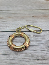 Life Ring Keychain, Life Ring, Antique Reproduction Brass Keychain, Nautical Keychain, Life Preserver Keychain - Pink Horse Florida