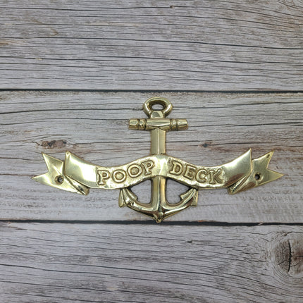 Poop Deck Sign, Poop Deck with Anchor, FREE SHIPPING Wall Sign, Brass Poop Deck Sign, Nursery Decor, Nautical Decor - Pink Horse Florida