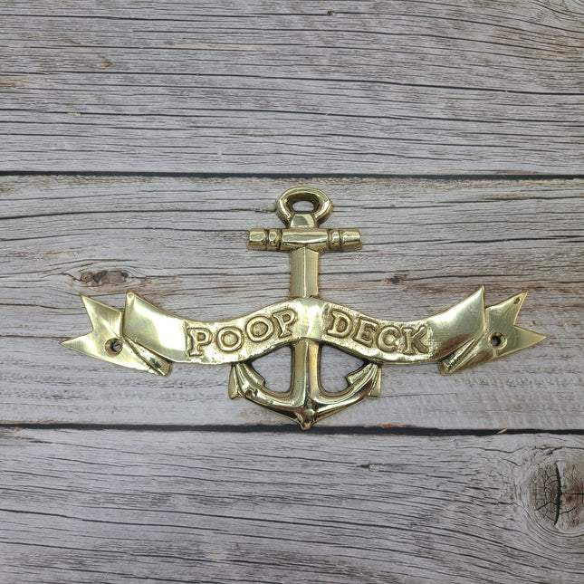 Poop Deck Sign, Poop Deck with Anchor, FREE SHIPPING Wall Sign, Brass Poop Deck Sign, Nursery Decor, Nautical Decor - Pink Horse Florida