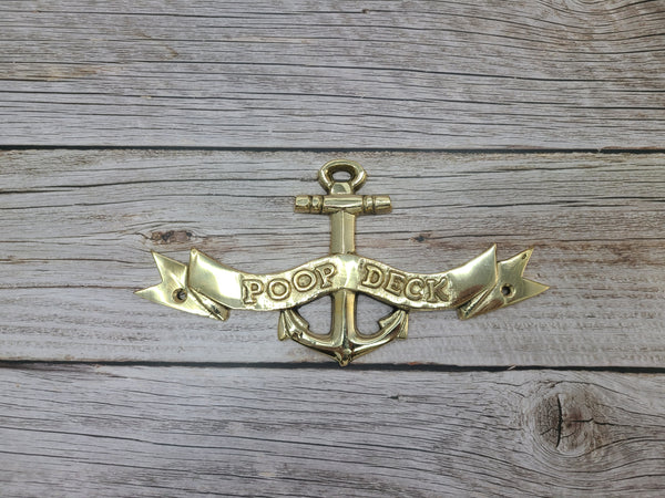 Poop Deck Sign, Poop Deck with Anchor, FREE SHIPPING Wall Sign, Brass Poop Deck Sign, Nursery Decor, Nautical Decor - Pink Horse Florida