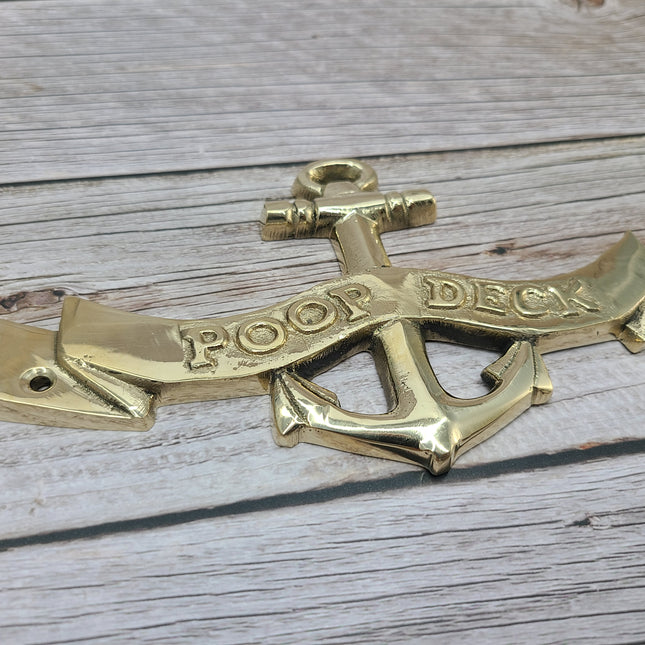 Poop Deck Sign, Poop Deck with Anchor, FREE SHIPPING Wall Sign, Brass Poop Deck Sign, Nursery Decor, Nautical Decor - Pink Horse Florida