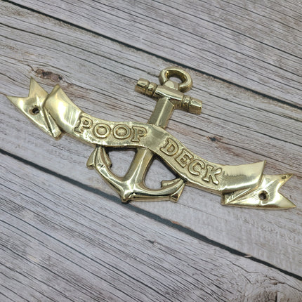 Poop Deck Sign, Poop Deck with Anchor, FREE SHIPPING Wall Sign, Brass Poop Deck Sign, Nursery Decor, Nautical Decor - Pink Horse Florida