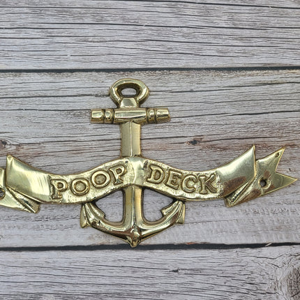 Poop Deck Sign, Poop Deck with Anchor, FREE SHIPPING Wall Sign, Brass Poop Deck Sign, Nursery Decor, Nautical Decor - Pink Horse Florida