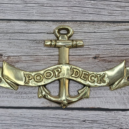 Poop Deck Sign, Poop Deck with Anchor, FREE SHIPPING Wall Sign, Brass Poop Deck Sign, Nursery Decor, Nautical Decor - Pink Horse Florida