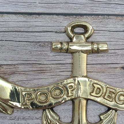 Poop Deck Sign, Poop Deck with Anchor, FREE SHIPPING Wall Sign, Brass Poop Deck Sign, Nursery Decor, Nautical Decor - Pink Horse Florida
