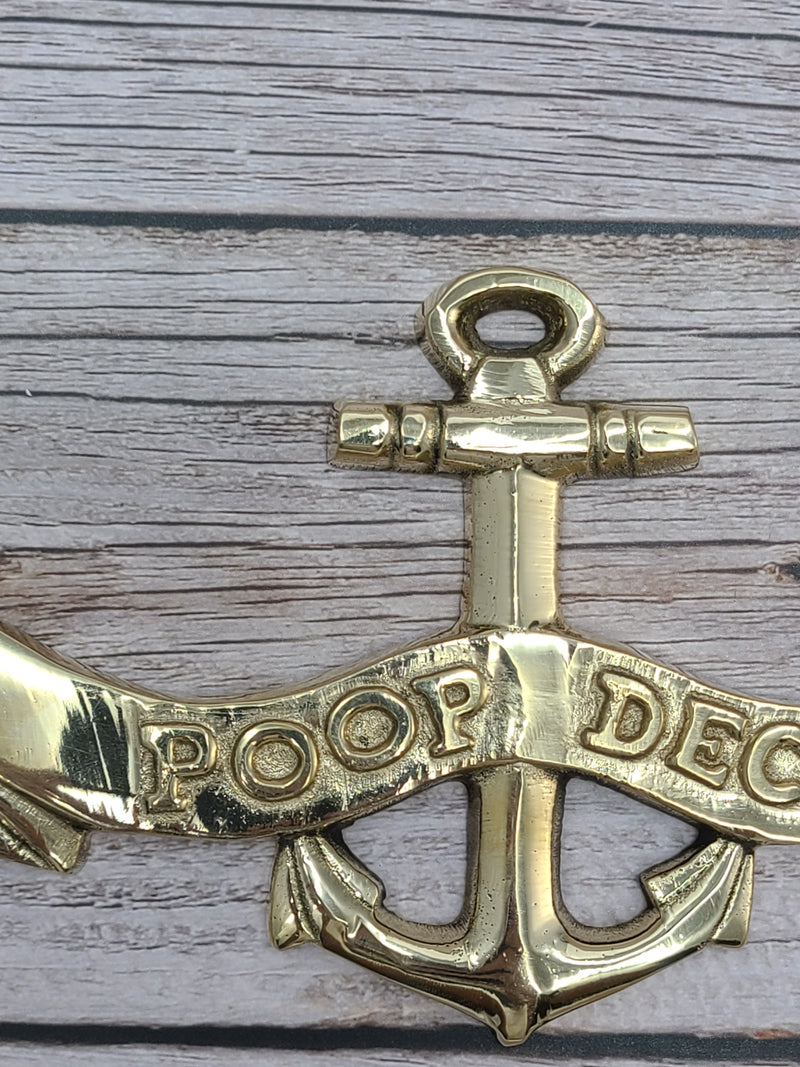 Poop Deck Sign, Poop Deck with Anchor, FREE SHIPPING Wall Sign, Brass Poop Deck Sign, Nursery Decor, Nautical Decor - Pink Horse Florida