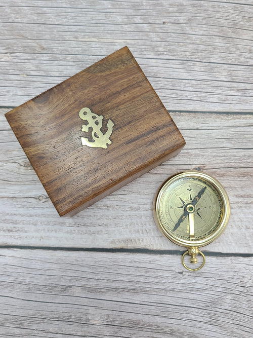 Antique Compass Reproduction, Vintage Compass, Brass Compass, Pocket Compass - Pink Horse Florida