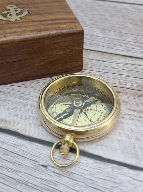Antique Compass Reproduction, Vintage Compass, Brass Compass, Pocket Compass - Pink Horse Florida