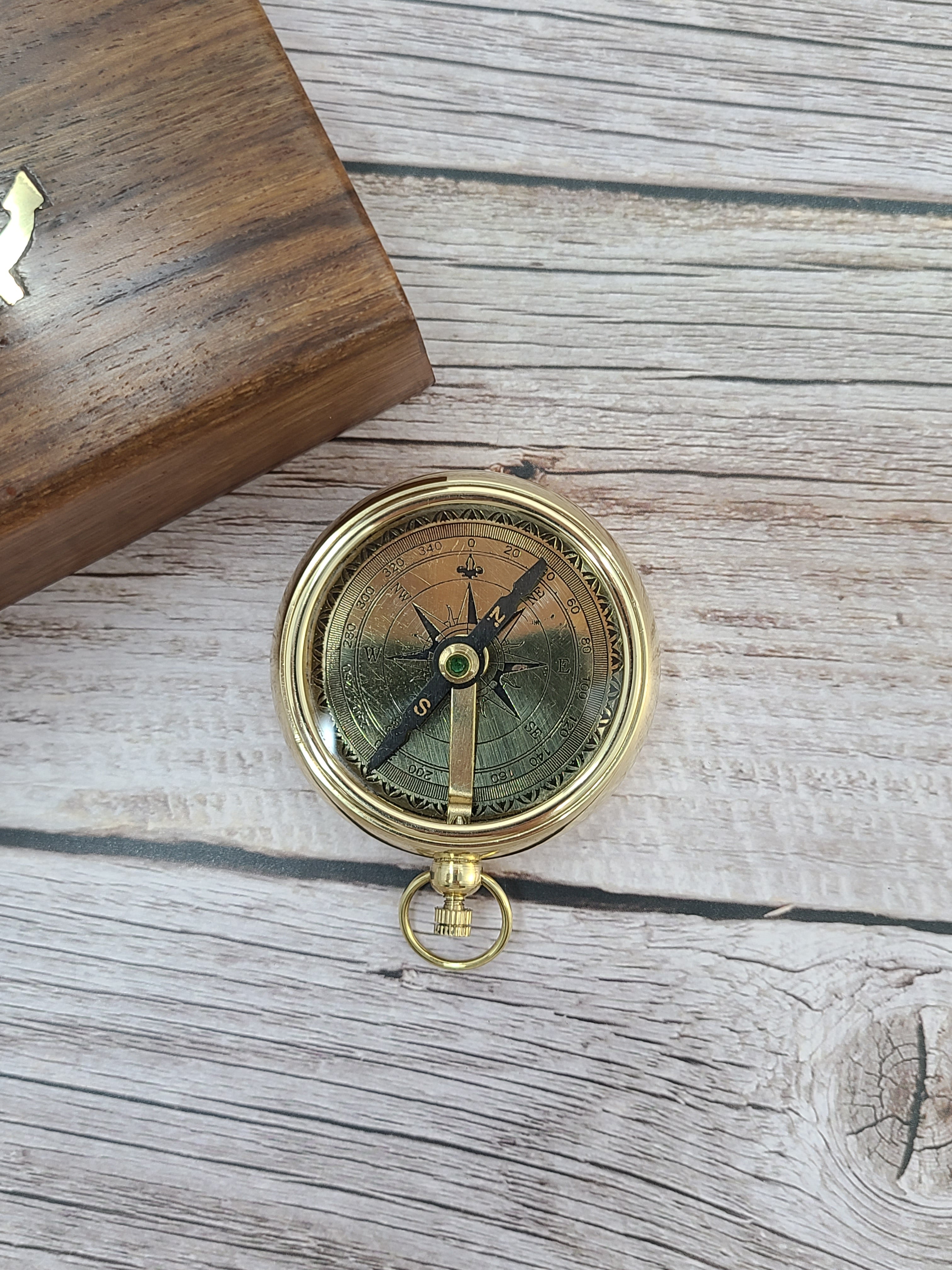 Antique Compass Reproduction, Vintage Compass, Brass Compass, Pocket Compass - Pink Horse Florida