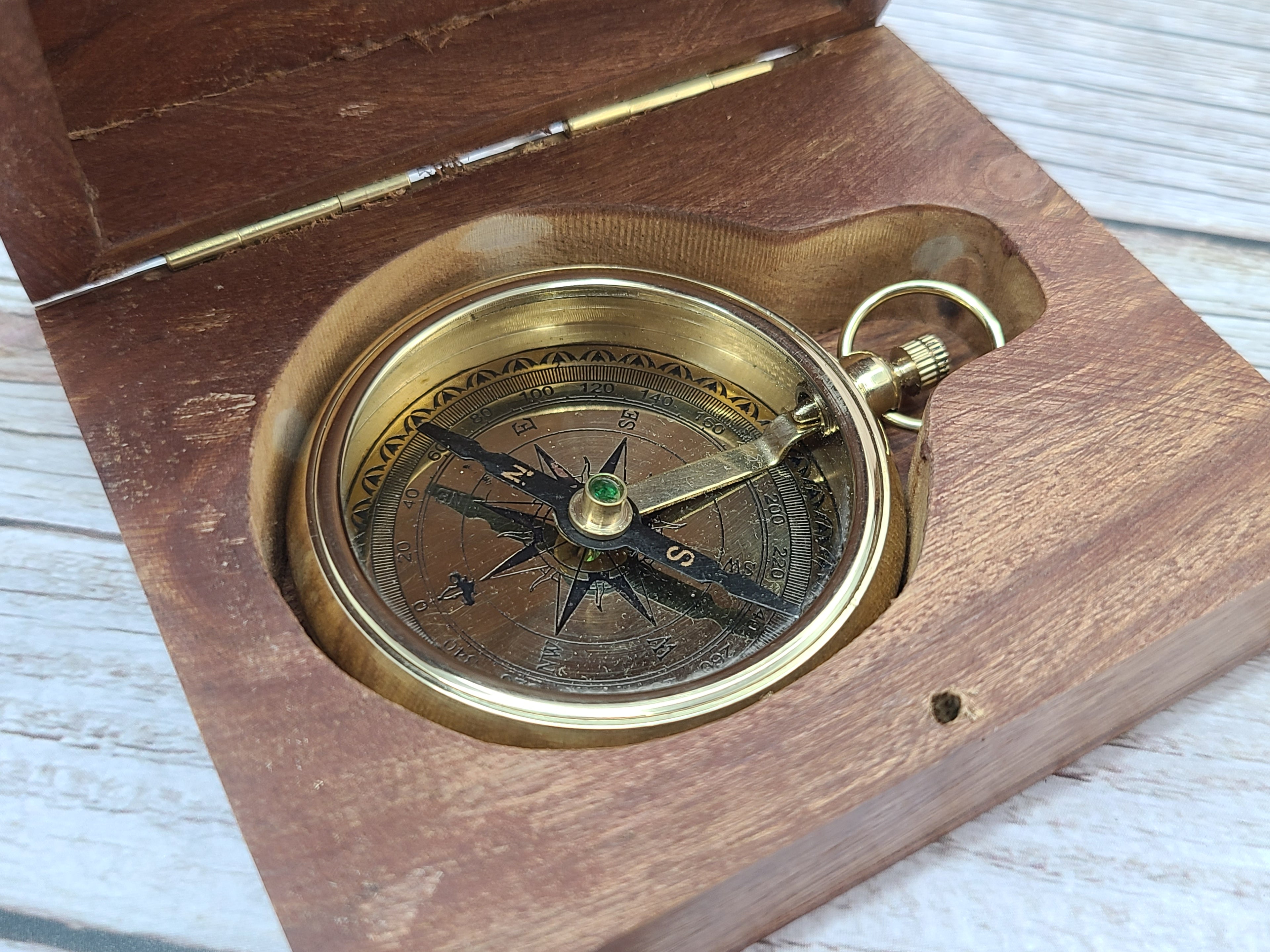 Antique Compass Reproduction, Vintage Compass, Brass Compass, Pocket Compass - Pink Horse Florida