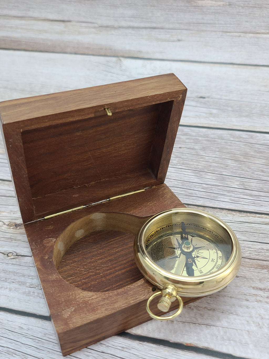 Antique Compass Reproduction, Vintage Compass, Brass Compass, Pocket Compass - Pink Horse Florida