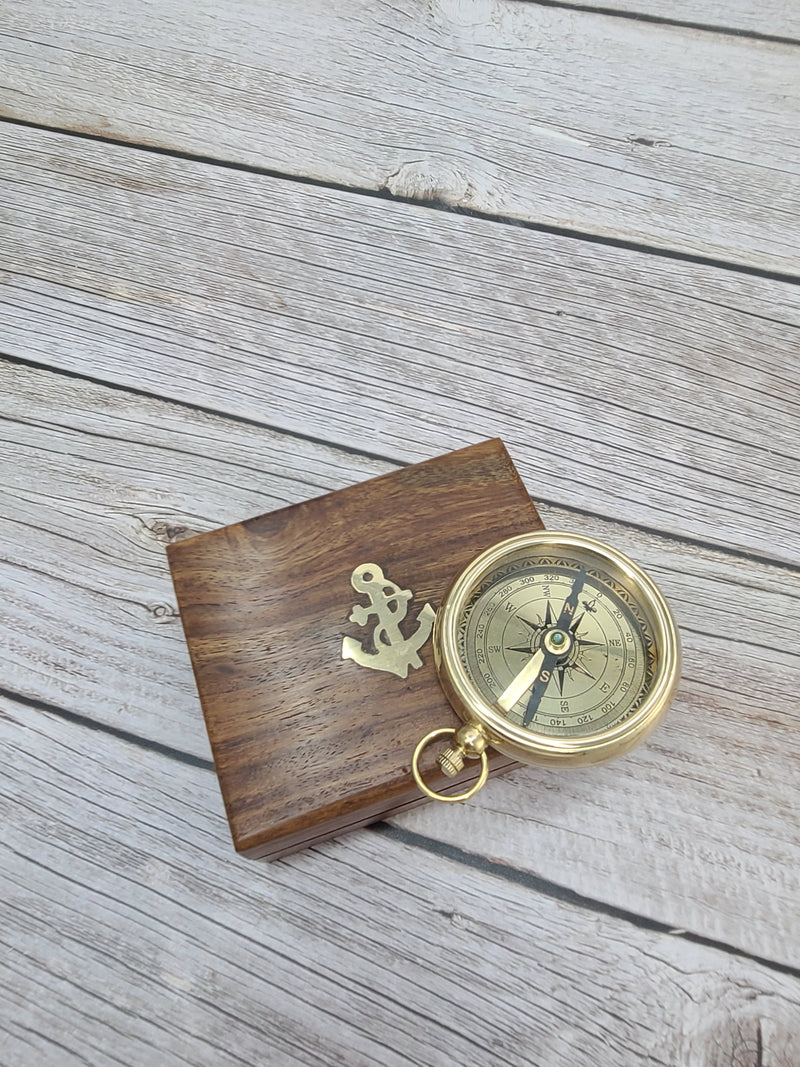 Antique Compass Reproduction, Vintage Compass, Brass Compass, Pocket Compass - Pink Horse Florida