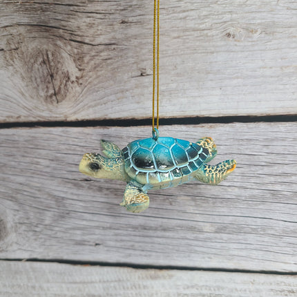 Sea Turtle Ornament Figurine SET OF TWO, Blue Hanging Turtle, Sea Turtle Figurine, Turtle Christmas Ornament, Turtle Gift, Sea Turtle Gift - Pink Horse Florida