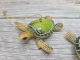 Sea Turtle Ornament Figurine SET OF TWO, Blue Hanging Turtle, Sea Turtle Figurine, Turtle Christmas Ornament, Turtle Gift, Sea Turtle Gift - Pink Horse Florida