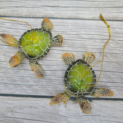 Sea Turtle Ornament Figurine SET OF TWO, Blue Hanging Turtle, Sea Turtle Figurine, Turtle Christmas Ornament, Turtle Gift, Sea Turtle Gift - Pink Horse Florida