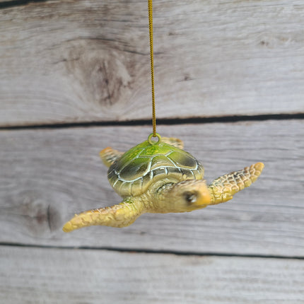 Sea Turtle Ornament Figurine SET OF TWO, Blue Hanging Turtle, Sea Turtle Figurine, Turtle Christmas Ornament, Turtle Gift, Sea Turtle Gift - Pink Horse Florida