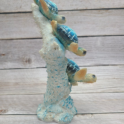 Turtle Figurine, Sea Turtle Figurine, Triple Turtle Figurine, Turtle Decor, Sea Turtle Decor, Beach - Pink Horse Florida