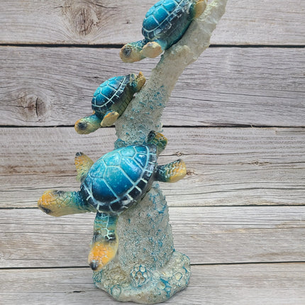 Turtle Figurine, Sea Turtle Figurine, Triple Turtle Figurine, Turtle Decor, Sea Turtle Decor, Beach - Pink Horse Florida