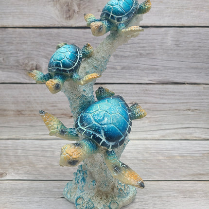 Turtle Figurine, Sea Turtle Figurine, Triple Turtle Figurine, Turtle Decor, Sea Turtle Decor, Beach - Pink Horse Florida