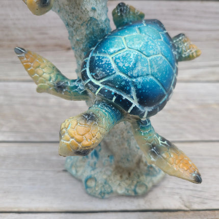 Turtle Figurine, Sea Turtle Figurine, Triple Turtle Figurine, Turtle Decor, Sea Turtle Decor, Beach - Pink Horse Florida