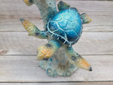 Turtle Figurine, Sea Turtle Figurine, Triple Turtle Figurine, Turtle Decor, Sea Turtle Decor, Beach - Pink Horse Florida