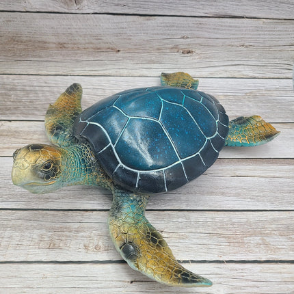 Blue Sea Turtle Figurine Coastal Home Decor Nautical Sculpture Marine Life Decor Tabletop Centerpiece Sea Turtle Home Accent - Pink Horse Florida
