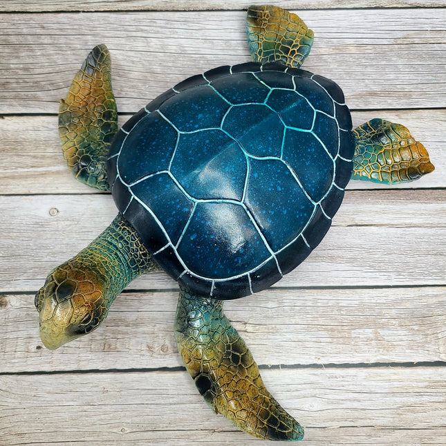 Blue Sea Turtle Figurine Coastal Home Decor Nautical Sculpture Marine Life Decor Tabletop Centerpiece Sea Turtle Home Accent - Pink Horse Florida