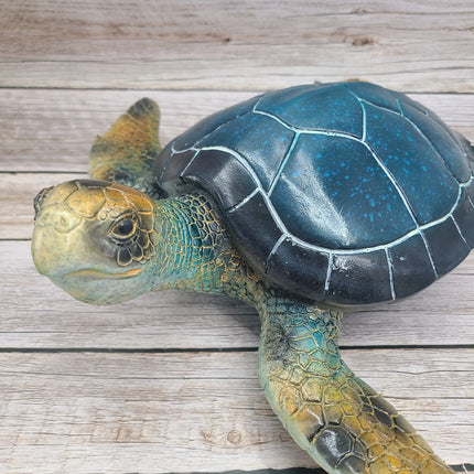 Blue Sea Turtle Figurine Coastal Home Decor Nautical Sculpture Marine Life Decor Tabletop Centerpiece Sea Turtle Home Accent - Pink Horse Florida