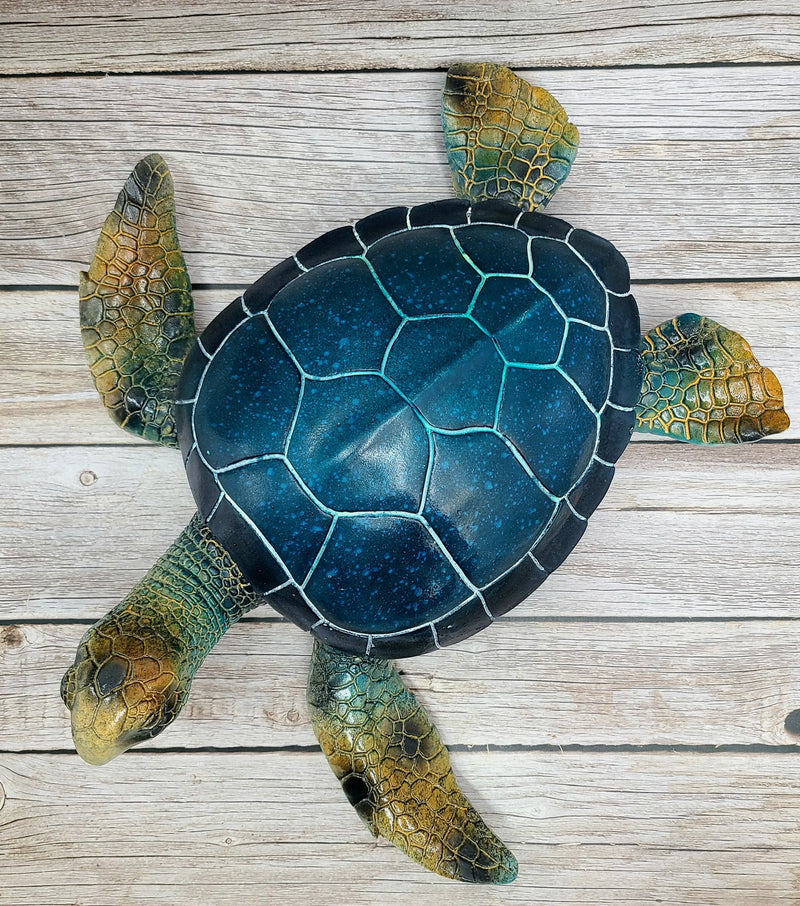 Blue Sea Turtle Figurine Coastal Home Decor Nautical Sculpture Marine Life Decor Tabletop Centerpiece Sea Turtle Home Accent - Pink Horse Florida