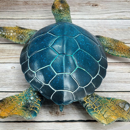 Blue Sea Turtle Figurine Coastal Home Decor Nautical Sculpture Marine Life Decor Tabletop Centerpiece Sea Turtle Home Accent - Pink Horse Florida