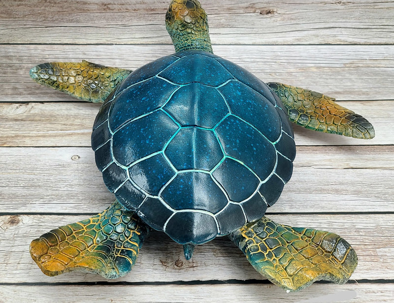 Blue Sea Turtle Figurine Coastal Home Decor Nautical Sculpture Marine Life Decor Tabletop Centerpiece Sea Turtle Home Accent - Pink Horse Florida