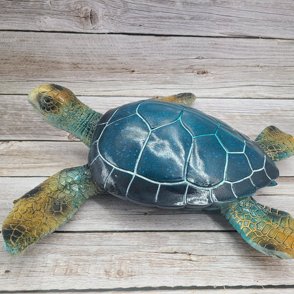 Blue Sea Turtle Figurine Coastal Home Decor Nautical Sculpture Marine Life Decor Tabletop Centerpiece Sea Turtle Home Accent - Pink Horse Florida