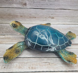 Blue Sea Turtle Figurine Coastal Home Decor Nautical Sculpture Marine Life Decor Tabletop Centerpiece Sea Turtle Home Accent - Pink Horse Florida