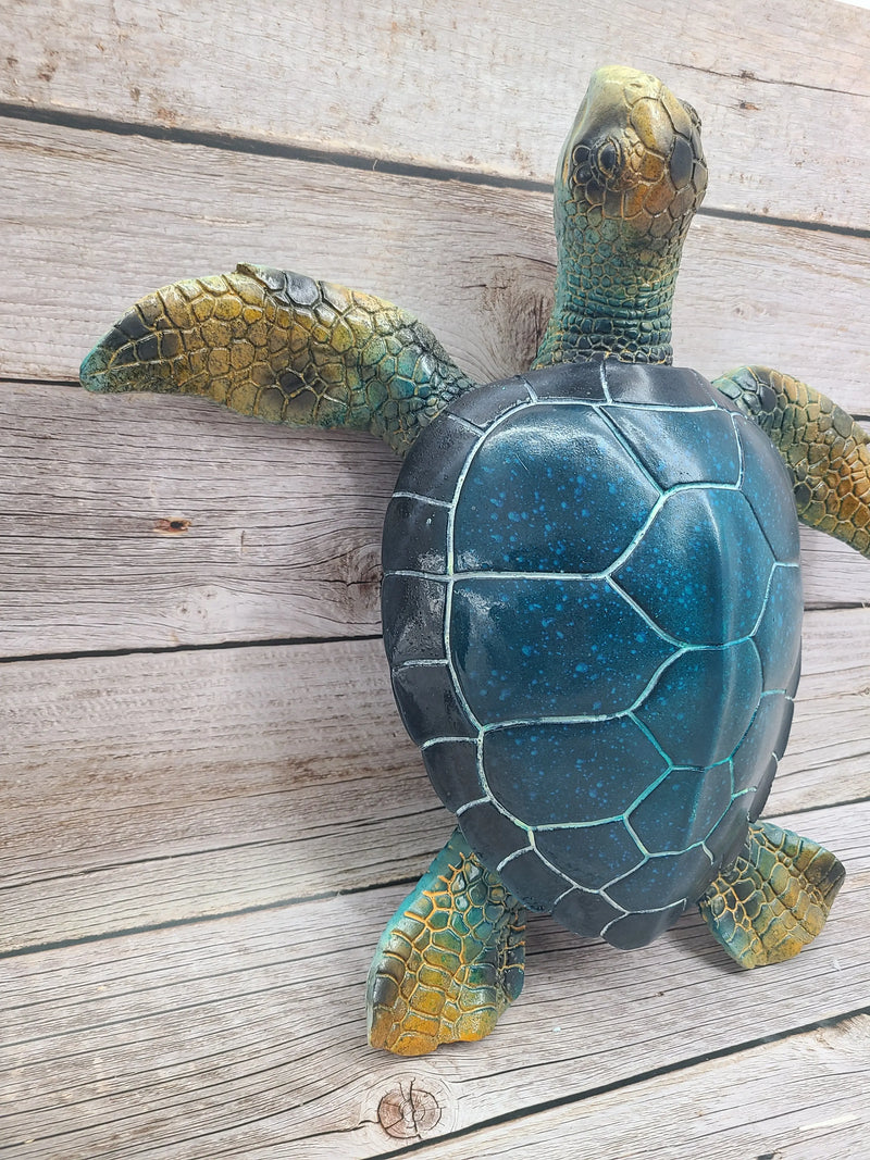 Blue Sea Turtle Figurine Coastal Home Decor Nautical Sculpture Marine Life  Decor Tabletop Centerpiece Sea Turtle Home Accent