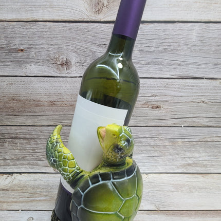 Sea Turtle Bottle Holder, Turtle Figurine, Blue Turtle Wine Bottle Holder, Nautical Wine Bottle Holder - Pink Horse Florida