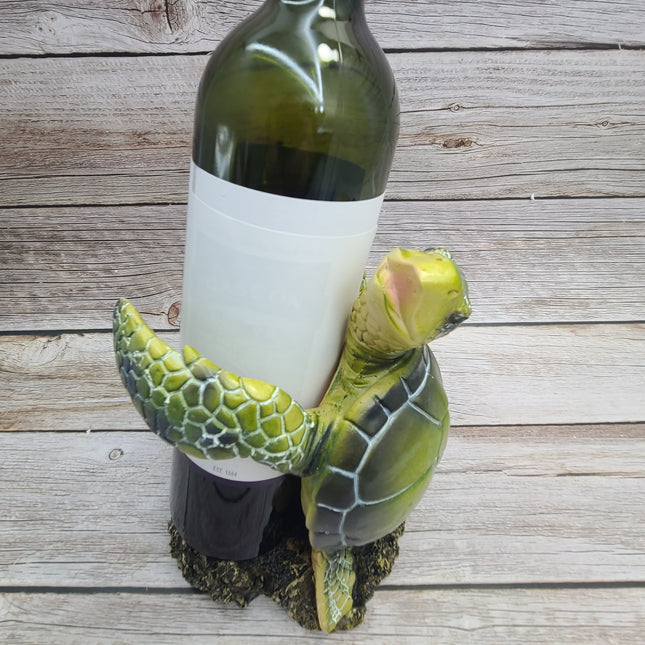 Sea Turtle Bottle Holder, Turtle Figurine, Blue Turtle Wine Bottle Holder, Nautical Wine Bottle Holder - Pink Horse Florida