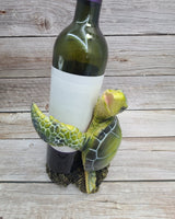 Sea Turtle Bottle Holder, Turtle Figurine, Blue Turtle Wine Bottle Holder, Nautical Wine Bottle Holder - Pink Horse Florida