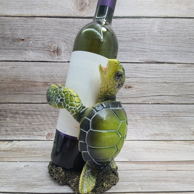 Sea Turtle Bottle Holder, Turtle Figurine, Blue Turtle Wine Bottle Holder, Nautical Wine Bottle Holder - Pink Horse Florida