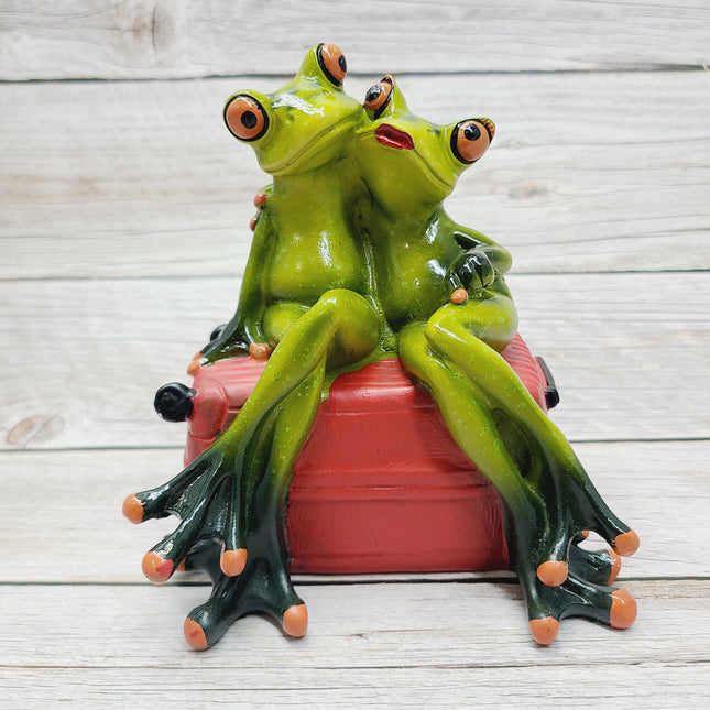 Funny Frog Figurine, Travel Lovers Frog, Frog Couple, Gift for Him, Gift for Her, Penny Bank Frog Figurine, Funny Figurine, Office Decor - Pink Horse Florida