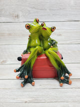 Funny Frog Figurine, Travel Lovers Frog, Frog Couple, Gift for Him, Gift for Her, Penny Bank Frog Figurine, Funny Figurine, Office Decor - Pink Horse Florida