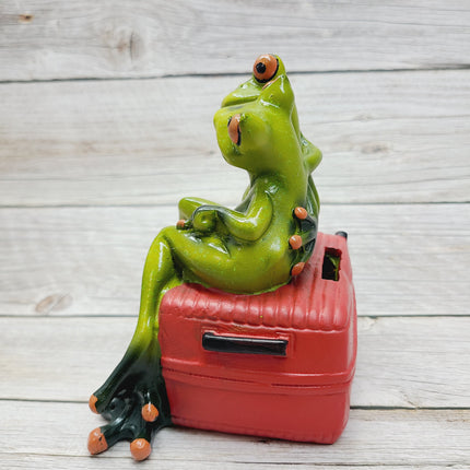 Funny Frog Figurine, Travel Lovers Frog, Frog Couple, Gift for Him, Gift for Her, Penny Bank Frog Figurine, Funny Figurine, Office Decor - Pink Horse Florida