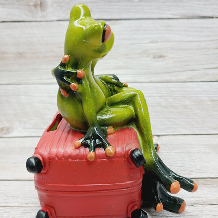 Funny Frog Figurine, Travel Lovers Frog, Frog Couple, Gift for Him, Gift for Her, Penny Bank Frog Figurine, Funny Figurine, Office Decor - Pink Horse Florida