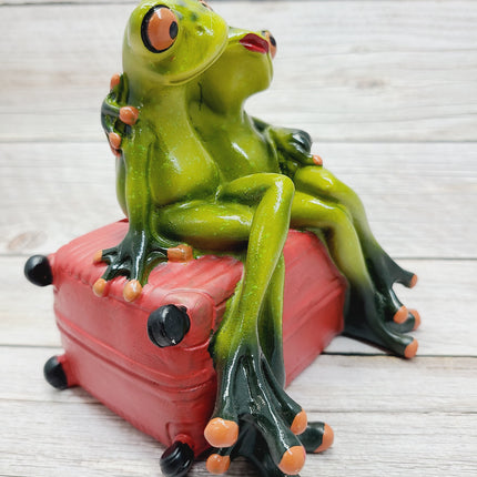 Funny Frog Figurine, Travel Lovers Frog, Frog Couple, Gift for Him, Gift for Her, Penny Bank Frog Figurine, Funny Figurine, Office Decor - Pink Horse Florida