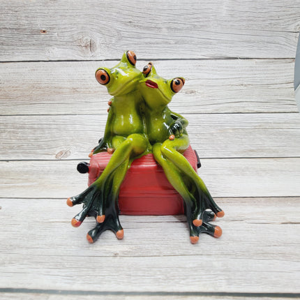 Funny Frog Figurine, Travel Lovers Frog, Frog Couple, Gift for Him, Gift for Her, Penny Bank Frog Figurine, Funny Figurine, Office Decor - Pink Horse Florida