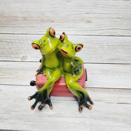Funny Frog Figurine, Travel Lovers Frog, Frog Couple, Gift for Him, Gift for Her, Penny Bank Frog Figurine, Funny Figurine, Office Decor - Pink Horse Florida