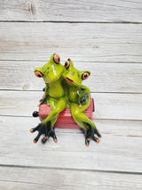 Funny Frog Figurine, Travel Lovers Frog, Frog Couple, Gift for Him, Gift for Her, Penny Bank Frog Figurine, Funny Figurine, Office Decor - Pink Horse Florida