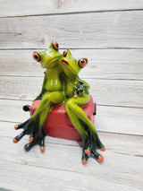 Funny Frog Figurine, Travel Lovers Frog, Frog Couple, Gift for Him, Gift for Her, Penny Bank Frog Figurine, Funny Figurine, Office Decor - Pink Horse Florida